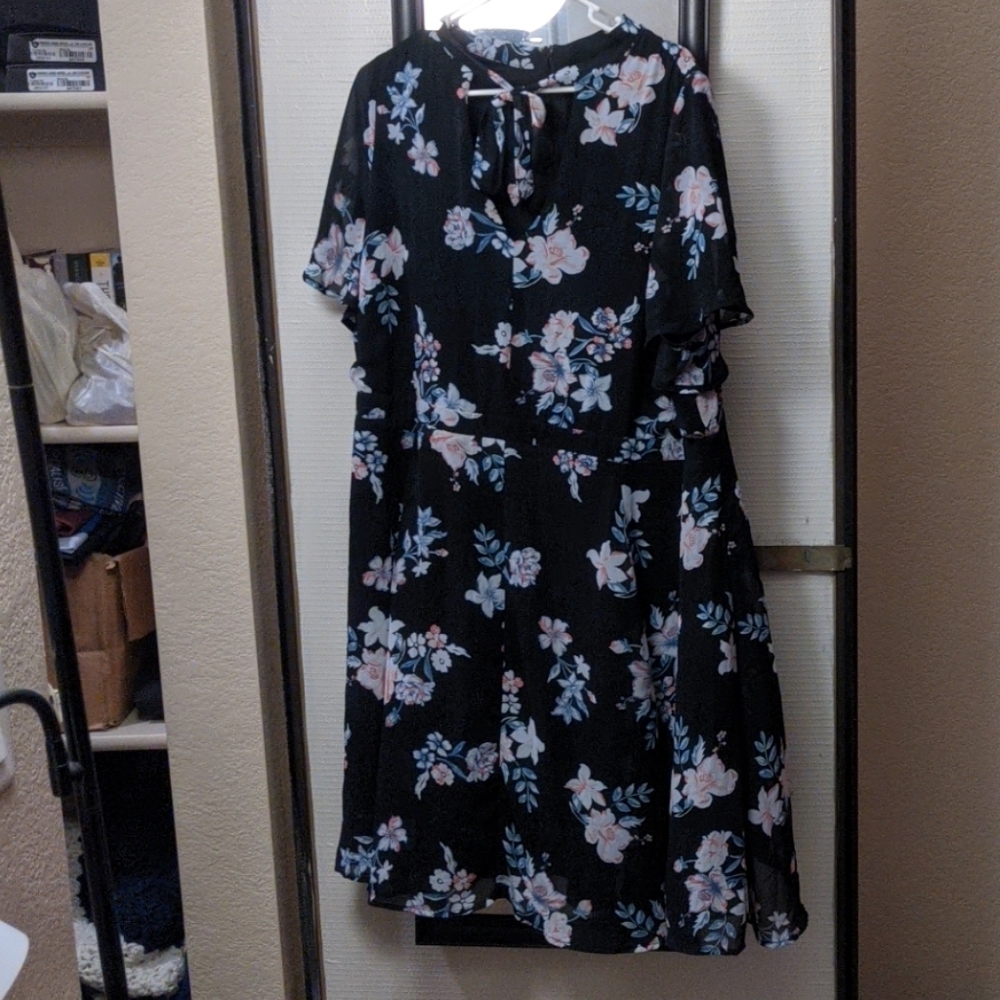 Black floral printed dress